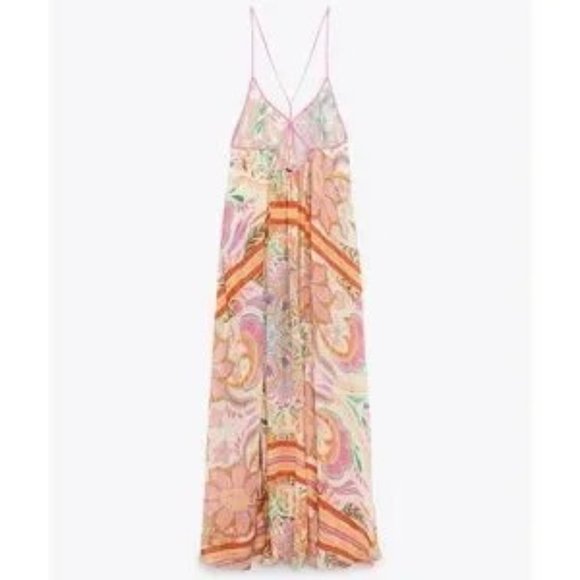 Women's Zara Multicoloured Floral Print Maxi Dress Blogger's Favourite Size S - Picture 5 of 10